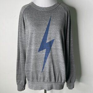 Aviator Nation Women's Grey Bolt Crewneck Sweatshirt Size Medium
